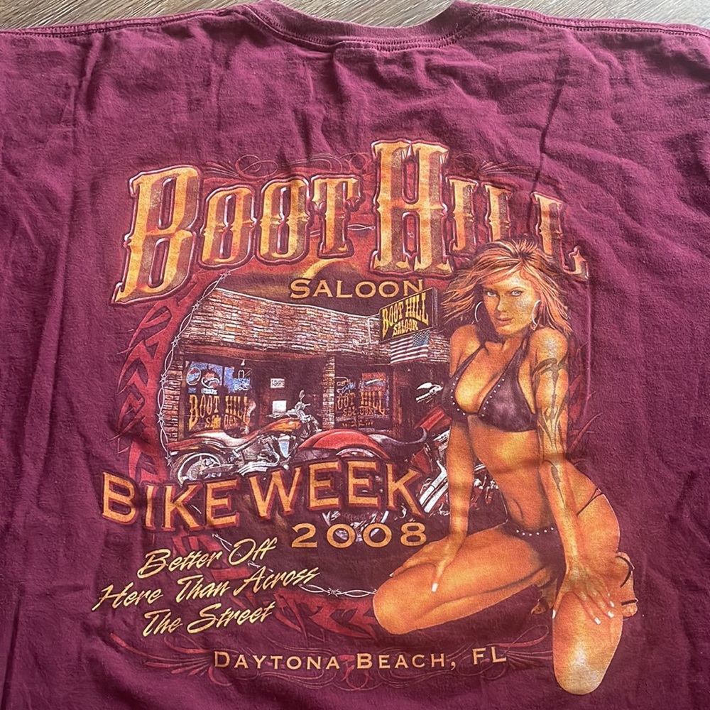 🎉 Host Pick! Vintage Boot Hill Saloon Bike Week 2008 T-Shirt
